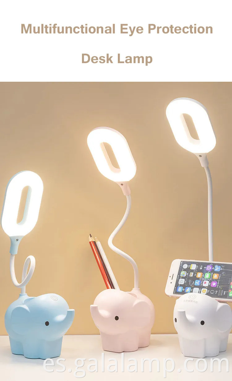 Lámpara de mesa LED de elefante creativa con temperatura de color ajustable